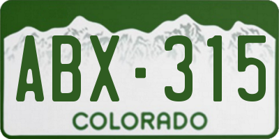 CO license plate ABX315