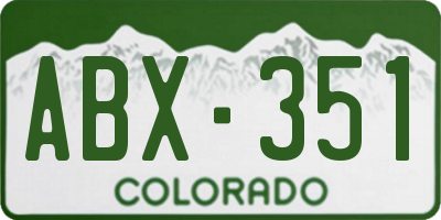 CO license plate ABX351