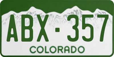 CO license plate ABX357
