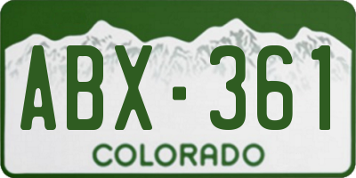 CO license plate ABX361