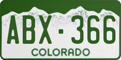 CO license plate ABX366