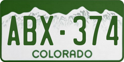 CO license plate ABX374