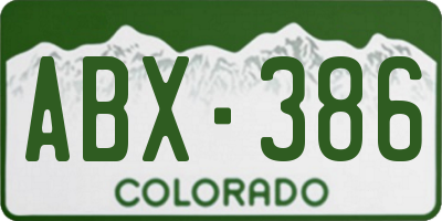 CO license plate ABX386