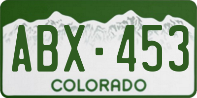 CO license plate ABX453