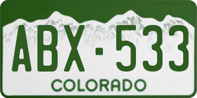 CO license plate ABX533