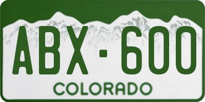 CO license plate ABX600
