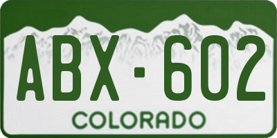 CO license plate ABX602