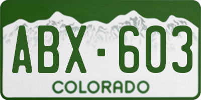CO license plate ABX603