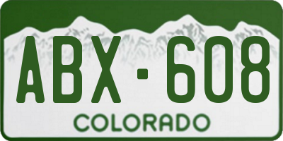 CO license plate ABX608