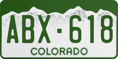 CO license plate ABX618