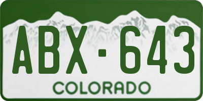 CO license plate ABX643
