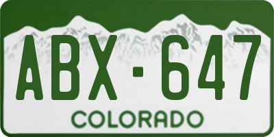 CO license plate ABX647