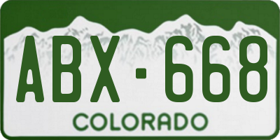 CO license plate ABX668