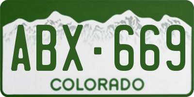 CO license plate ABX669