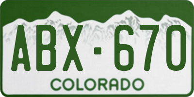 CO license plate ABX670