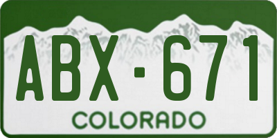CO license plate ABX671