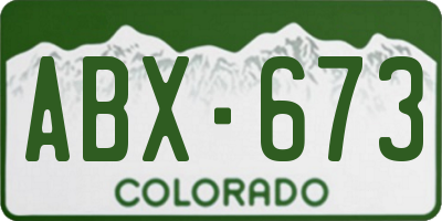 CO license plate ABX673