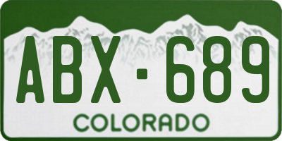 CO license plate ABX689