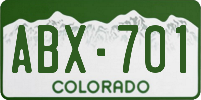 CO license plate ABX701