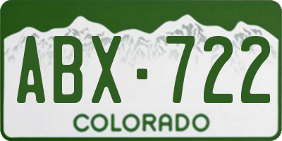 CO license plate ABX722
