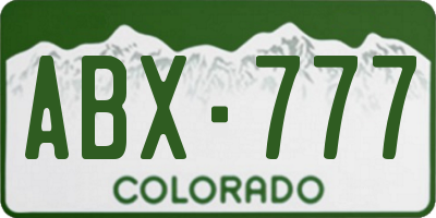 CO license plate ABX777