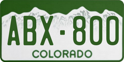 CO license plate ABX800
