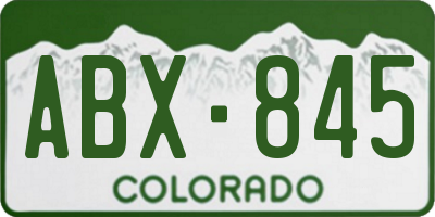 CO license plate ABX845