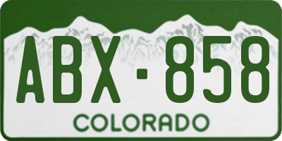 CO license plate ABX858
