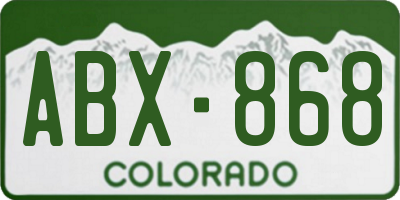CO license plate ABX868