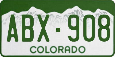 CO license plate ABX908