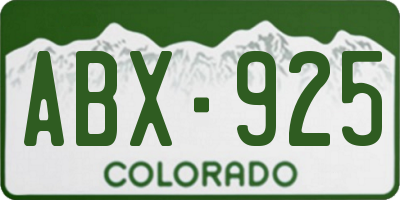 CO license plate ABX925