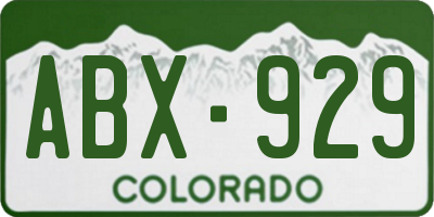 CO license plate ABX929