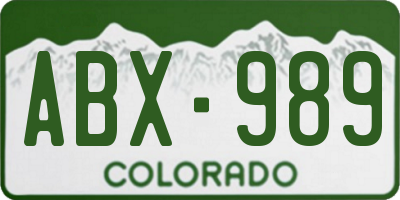 CO license plate ABX989
