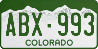 CO license plate ABX993