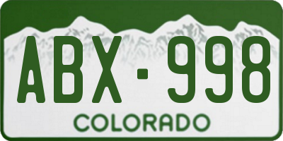 CO license plate ABX998