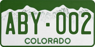 CO license plate ABY002