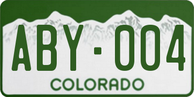 CO license plate ABY004