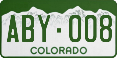CO license plate ABY008