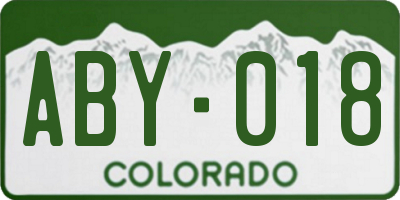 CO license plate ABY018