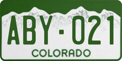 CO license plate ABY021