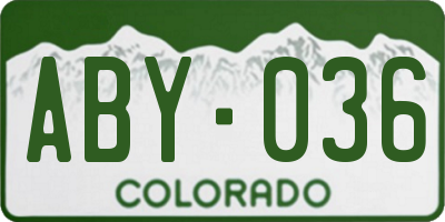 CO license plate ABY036