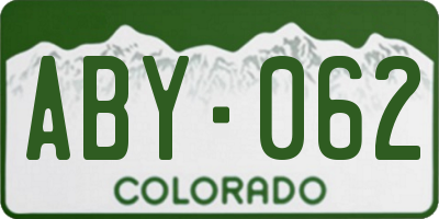 CO license plate ABY062