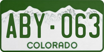 CO license plate ABY063