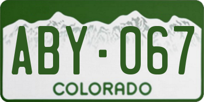 CO license plate ABY067