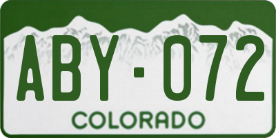CO license plate ABY072
