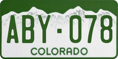 CO license plate ABY078