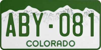 CO license plate ABY081