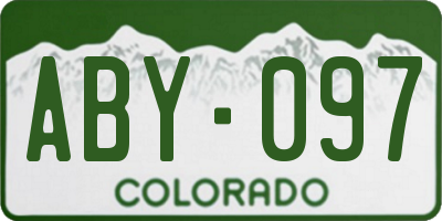 CO license plate ABY097