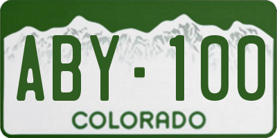 CO license plate ABY100