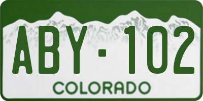 CO license plate ABY102